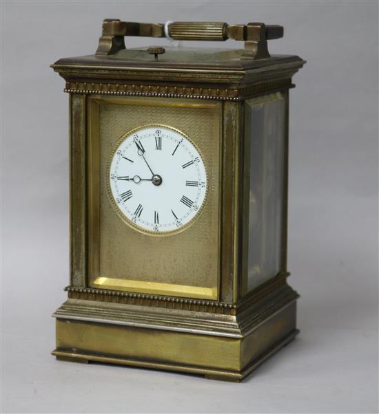 A French silvered brass carriage clock, H 16cm